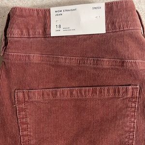 Womens AE NWT size 18 rust colored corduroy mom jean.